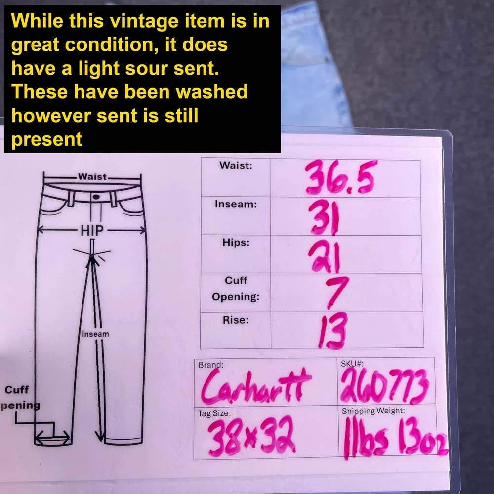 VTG Carhartt‎ Jeans Mens 36x31 Light Wash Relaxed Tapered Workwear B17STW USA